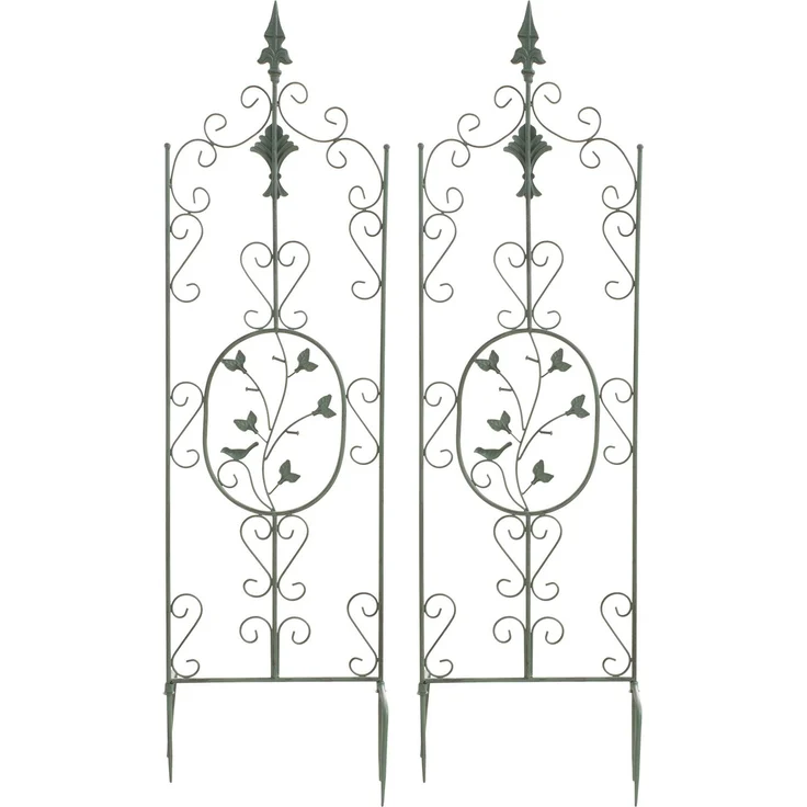 Rankgitter FALK 2er Set - 35x1x122cm, Metall, Antik-Grün | Rankhilfe Kletterpflanzen Gartendekoration – Bild 1