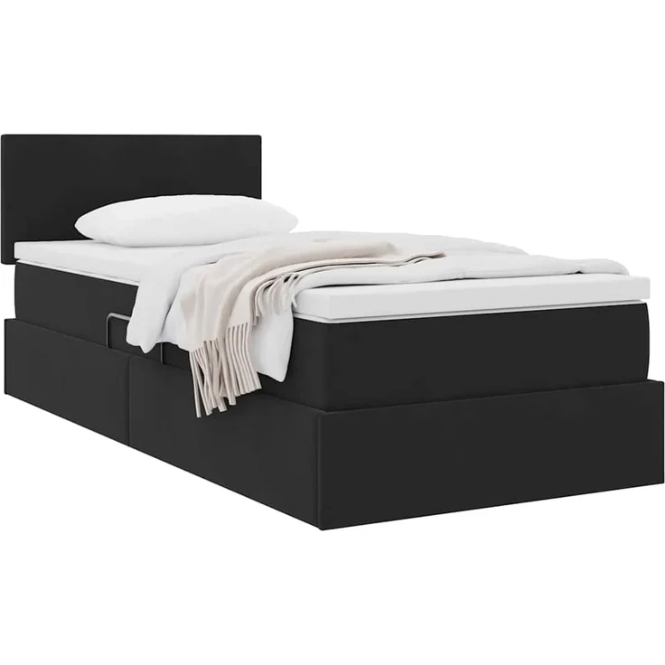 vidaXL Aufbewahrungsbett mit Kopfteil Schwarz 90 x 190 cm Samt 3370667 – Bild 3