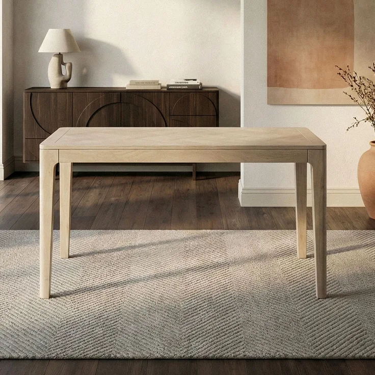 FINEBUY Esstisch FB77678 Esszimmertisch Küchentisch 6 Personen Holztisch Esszimmer (Natürliches Holzdesign mit klarer Form), Kompakte Tischlösung für kleine Essbereiche