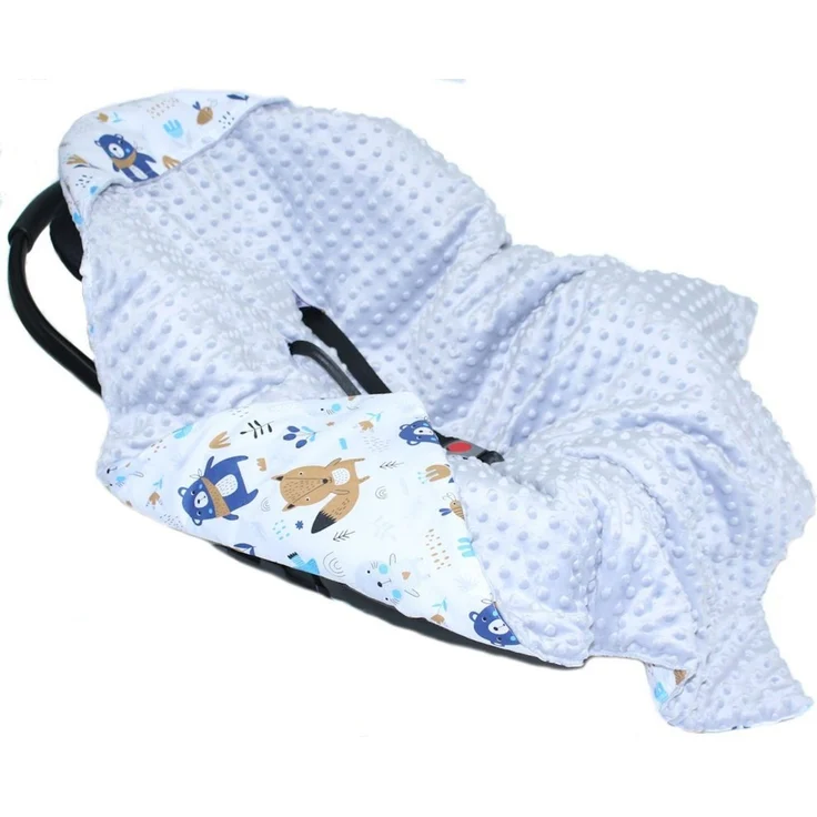 Babydecke Baby Wende Einschlagdecke MINKY mit Kapuze Babyschale Zweiseitig, Primawela – Bild 1