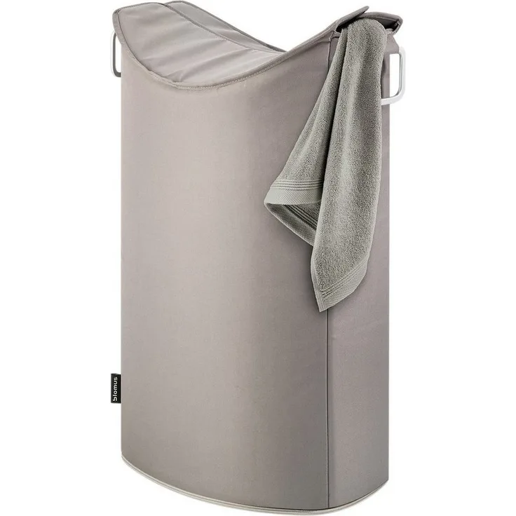 Blomus Frisco Wäschesammler, Wäschekorb, Wäschebox, Aluminium / Kunstfaser, Taupe, H 70 cm, B 45 cm, T 28 cm, 65386