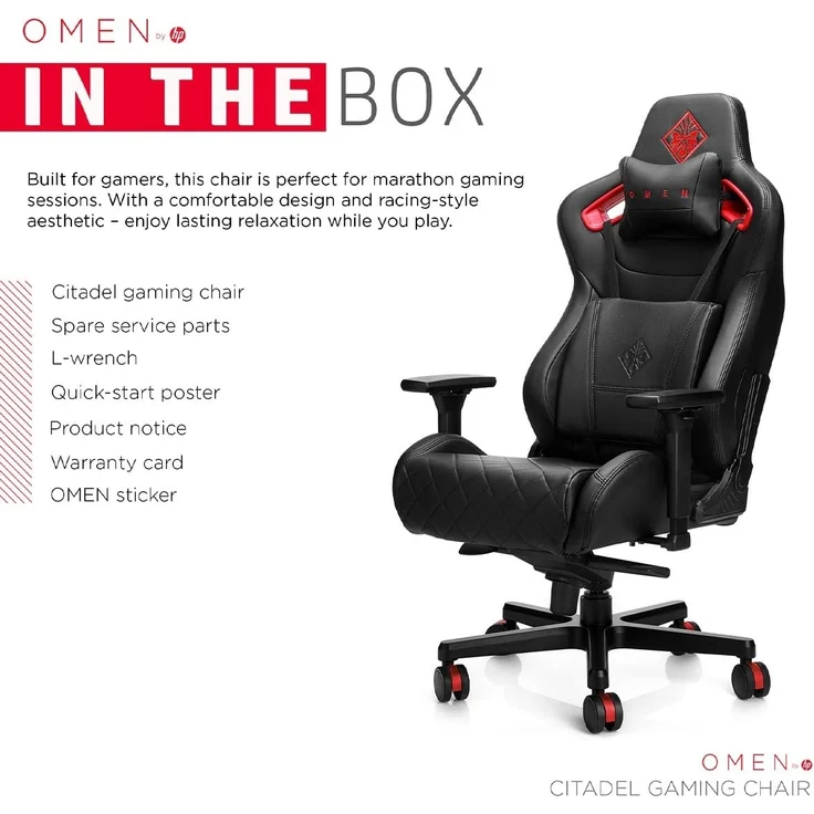 Omen 'Citadel' Gaming Chair Gaming-Stuhl, schwarz/rot, 143 x 59 x 62 cm – Bild 6