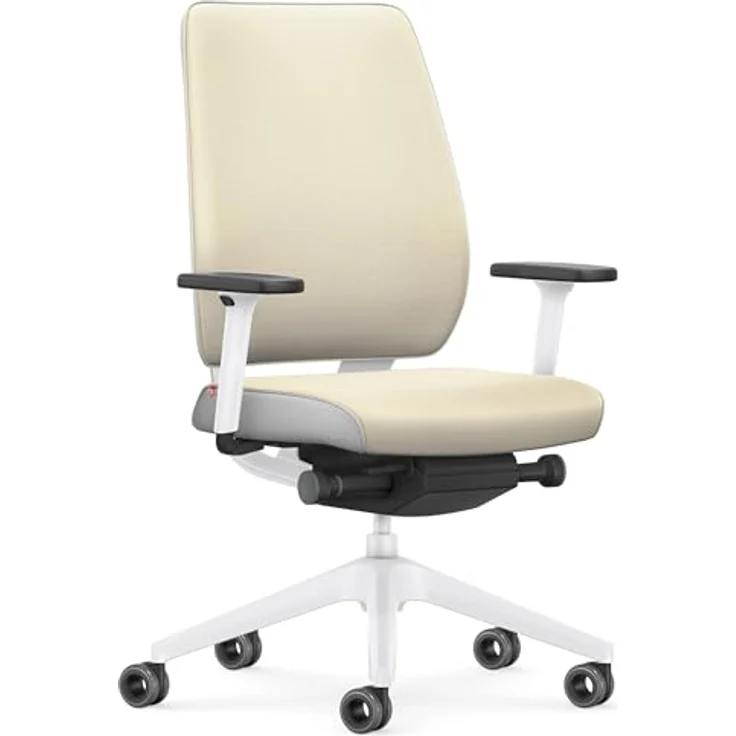 Interstuhl Joyce Interior Edition, ergonomischer Bürostuhl mit Synchromechanik, verstellbarer Rückenlehne und Lordose, Beige | Weiß – Bild 1