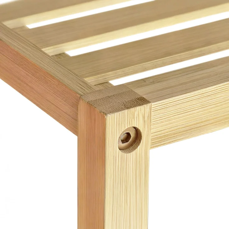 Badregal NEUSS L - 36 x 36 x 145 cm, Holz, Natura | Badezimmer-Aufbewahrungsregal Bambusregal Organziger Bad – Bild 6
