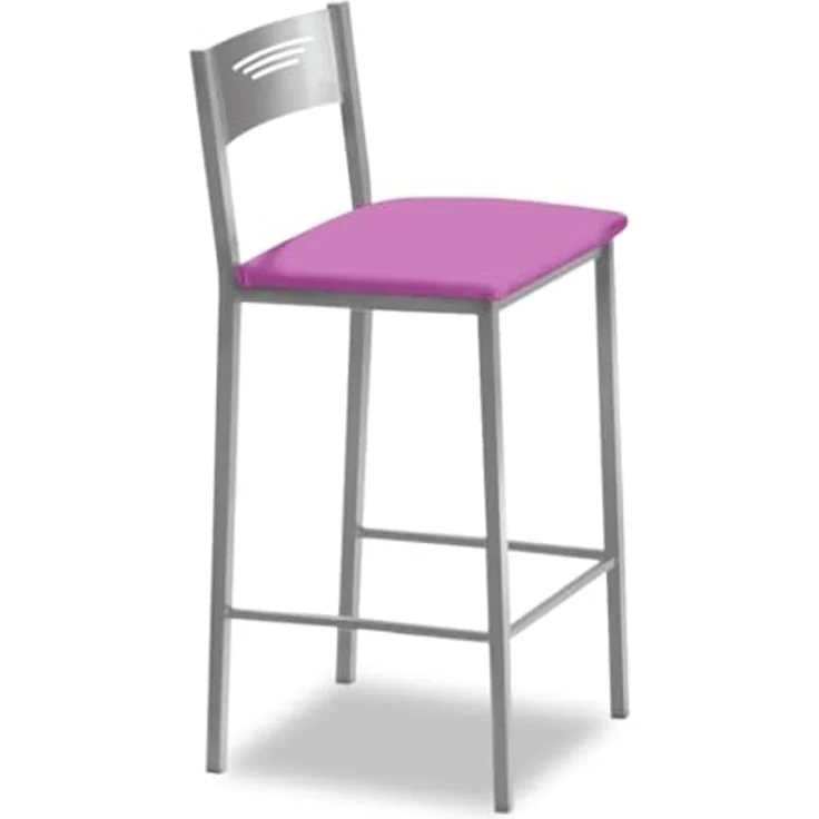 ASTIMESA - Hohe Küchenhocker mit Rückenlehne - Gestell aus Aluminium und Sitzfläche aus Kunstleder - Farbe des Sitzes: Rosa. Lieferumfang: 1 Stück - Maße: 90 cm (Gesamthöhe) – Bild 1