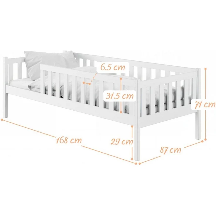Kids Collective Kinderbett mit Rausfallschutz, Lattenrost und optionaler Matratze, Kinder Bett, 80x160 cm: von 3. bis 10. Lebensjahr, weiß – Bild 2