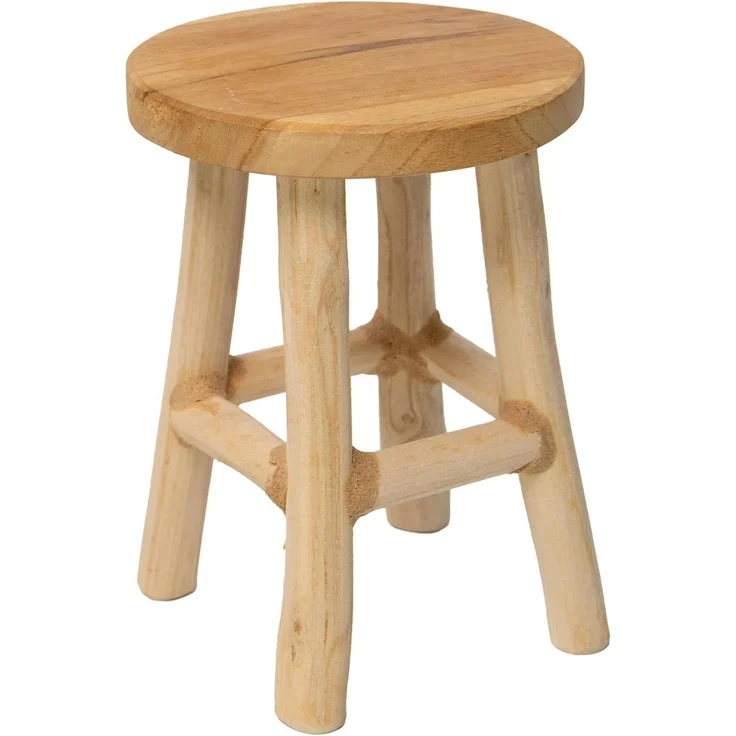 mgc24 Teakholz-Pflanzenhocker - Stabiler 4-Bein Blumenständer aus Massivholz, handgefertigt aus Echtholz, vielseitig & pflegeleicht, vormontiert - Perfekt für Wohnzimmer, Garten, Deko - 22x17 cm