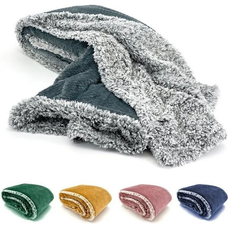 Wohndecke Flauschig warme Kuscheldecke Samt Jaquard Flanell, heimtexland, mit Teddy Plüsch - kuschelig weich - Premium - fusselfrei – Bild 4