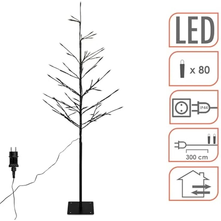 Spetebo LED Baum Deko für Außen und Innen 120 cm Höhe, Netzteil, LED fest integriert, gold, Weihnachts Dekobaum mit 80 LED beleuchtet – Bild 3