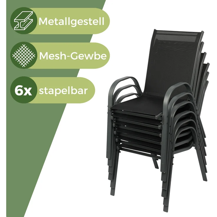 Albatros Gartenstühle 4er Set Kuba – Gartenstühle Stapelbar mit robustem Metallgestell und hoher Belastbarkeit – bequeme Stapelstühle auch als Terrassenstühle oder Balkonstühle – Bild 4