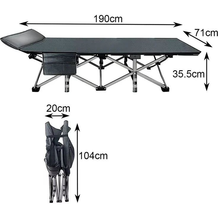 Divit Gartenliege Klappbares Feldbett Gartenliege mit Auflage & Tragetasche bis 200 kg G – Bild 3