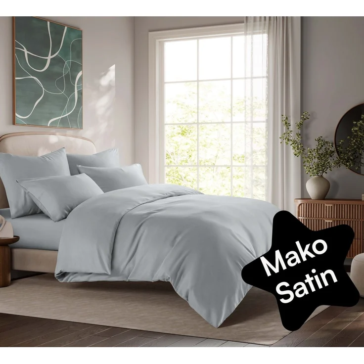 Seralino Bettwäsche Mako Satin Bettwäsche (100% Bio Baumwolle) mit Kissenbezug, 2 teilig, Fairtrade/ GOTS zertifiziert, uni Bettwäsche Set mit Reißverschluss – Bild 1