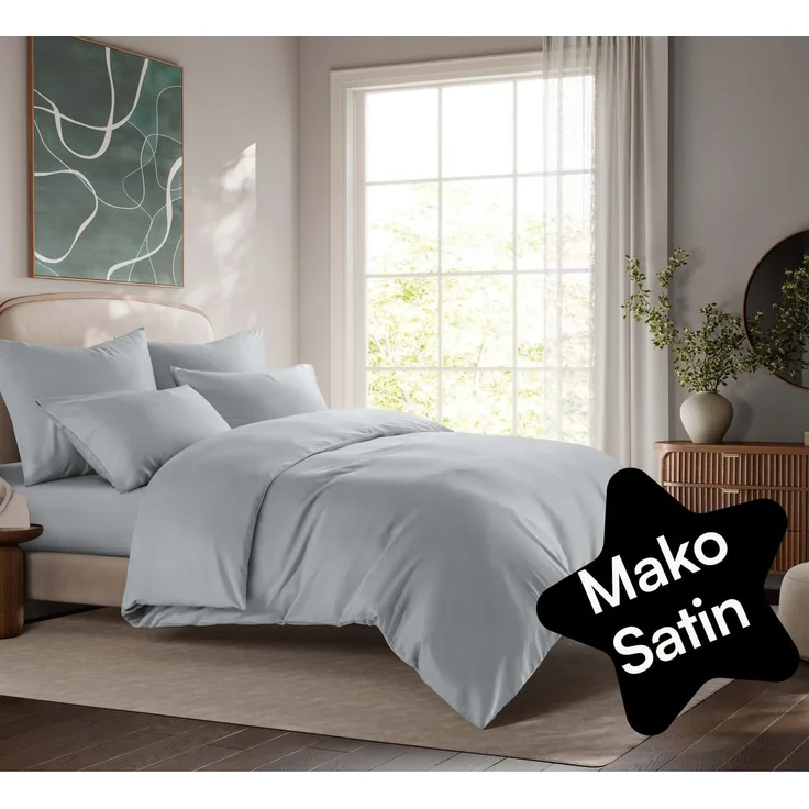 Seralino Bettwäsche Mako Satin Bettwäsche (100% Bio Baumwolle) mit Kissenbezug, 2 teilig, Fairtrade/ GOTS zertifiziert, uni Bettwäsche Set mit Reißverschluss