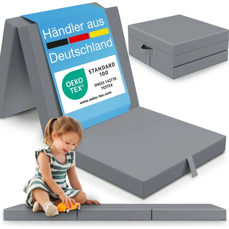 ELONEO Klappmatratze 65x195 cm, 9 cm hoch, Klappmatratze Kinder faltbar, klappbare Gästematratze, Faltbare Matratze, Reisematratze für Kinder und Erwachsene für Reisen und Camping