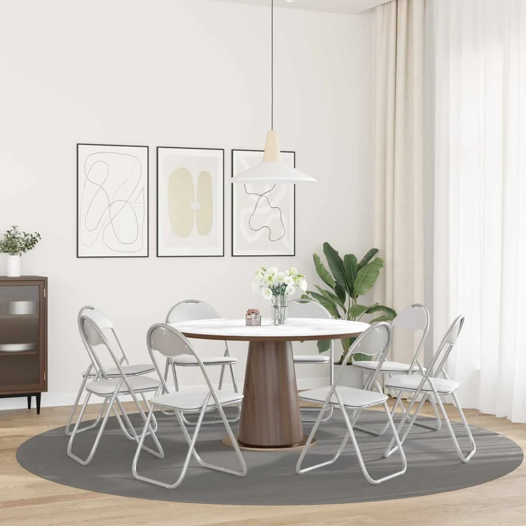 vidaXL Klappstuhl 8 pcs Weiß und Grau 48 x 43,5 x 81 cm Kunstleder 42029050 – Bild 4