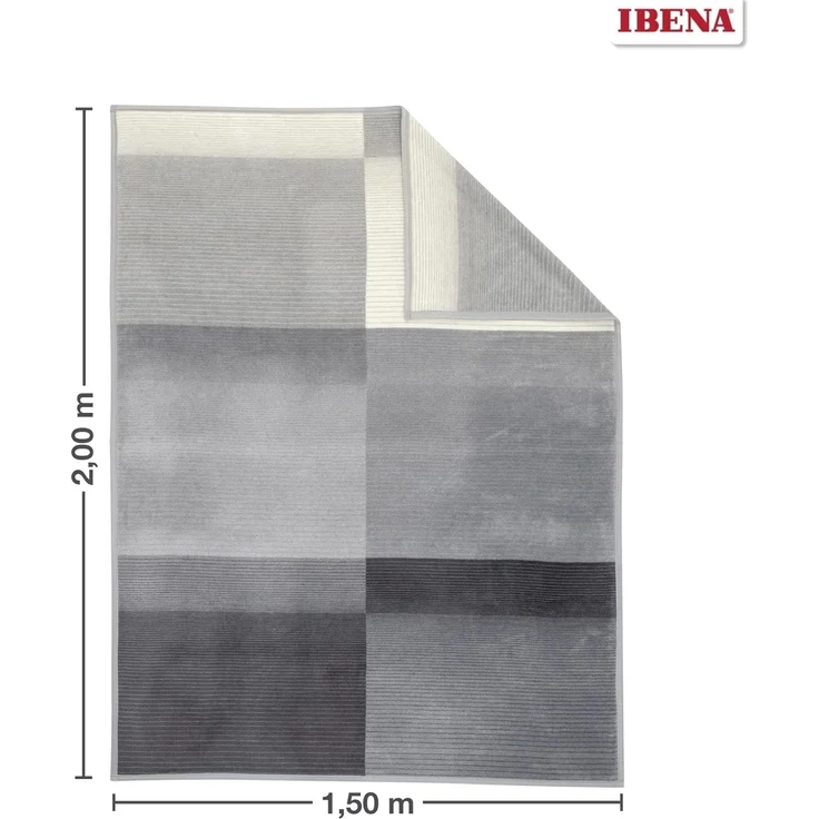 Ibena 'Granada' Kuscheldecke, Baumwollmischung anthrazit / grau, 150x200 cm – Bild 5