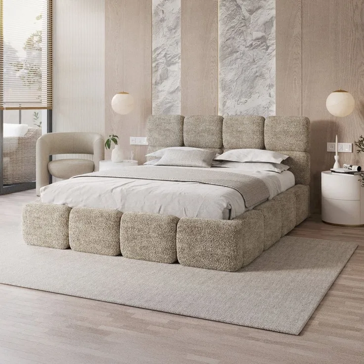 FDM Polsterbett CLOUDY Bettgestell Bett 140x200, 160x200, 180x200 cm Bestseller (verfügbar 140x200 160x200 180x200cm, Bettrahmen, Bett, mit großen gepolsterten Kopfteil, mit Bettkasten zum aufklappen), Hebbarer Metallrahmen, Bettkasten, ohne Matratze