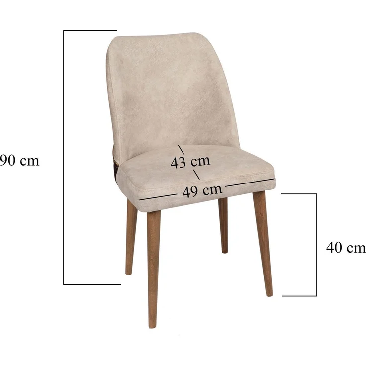 Skye Decor 'Nova 071 V4' Stuhlset (4-teilig), Creme / Walnuss, 50 x 90 x 49 cm – Bild 8