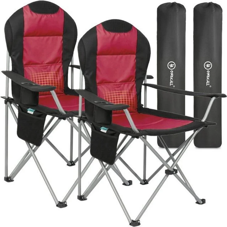 HOMECALL Campingstuhl Hochlehner 108cm mit Lendenwirbelstütze Klappstuhl Angelstuhl Faltbar (Bis 150kg, gepolstert, faltbar, stabil, 2 St), für Camp Garten Balkon – Bild 4