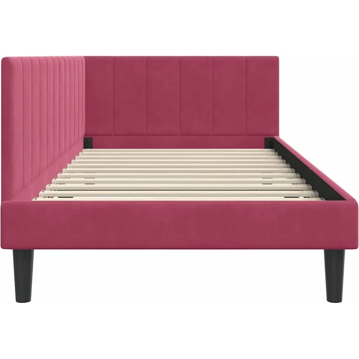 vidaXL Eckbettgestell mit Kopfteil Weinrot 90 cm x 200 cm Samt 42016352 – Bild 5