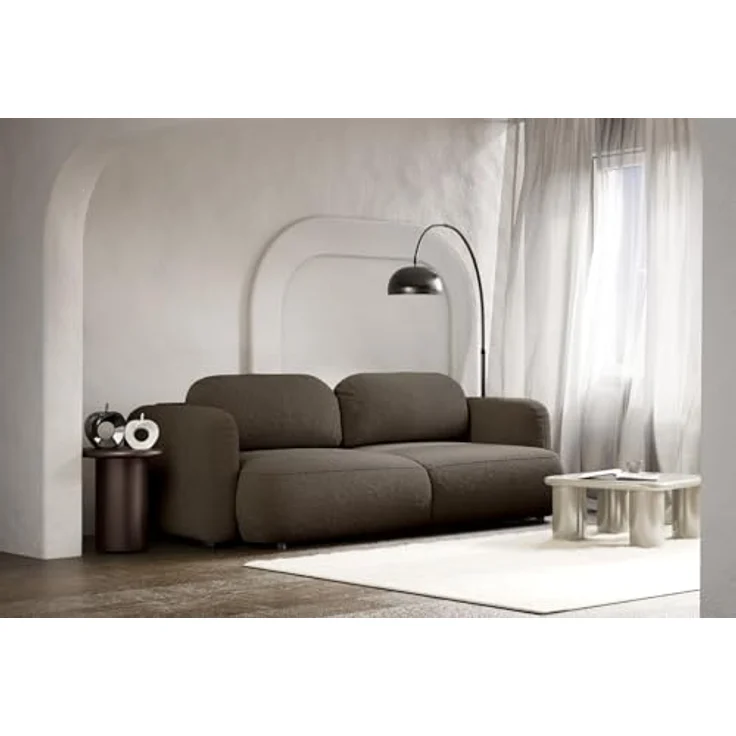 Selsey Sofa mit Schlaffunktion und Bettkasten 253x110 cm Braun Bouclé – Schlafsofa & Couch mit DL-Automatik, große Schlafcouch 165x205 cm, 3-Sitzer Sofa Bed, Polstersofa mit Stauraum – Bild 4