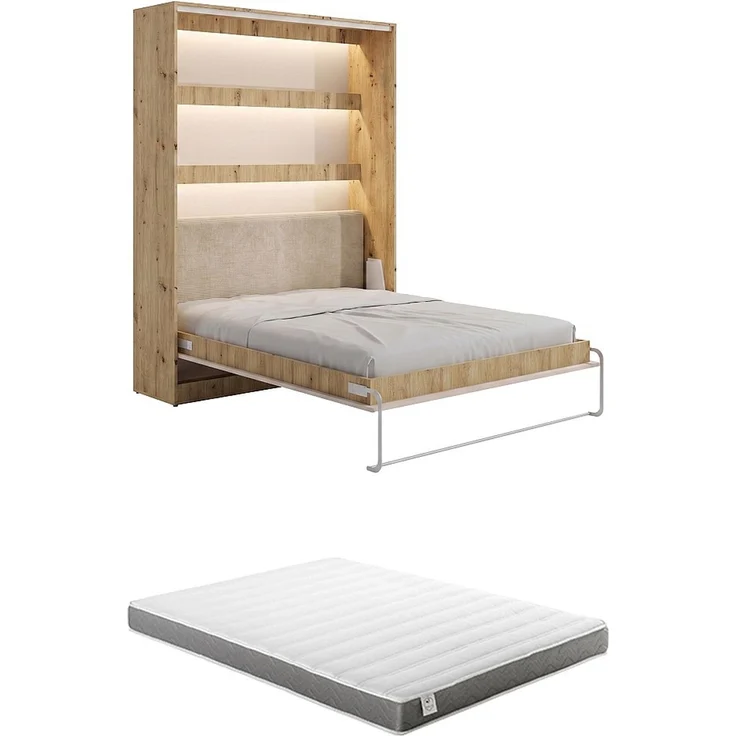 Vente-unique - RAPILI - Schrankbett - Metall - Beige, Naturfarben hell - 179 x 239.2 x 225.2 cm – Bild 7