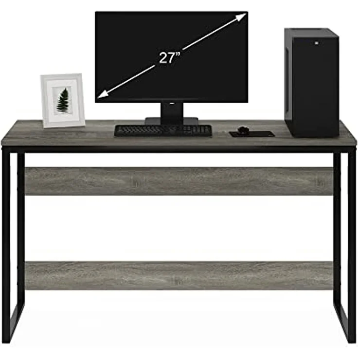 Furinno Moretti Computertisch, Gaming-Schreibtisch, Büro-Schreibtisch, 52 Breite, für Homeoffice, Gaming, Arbeitszimmer, Grau-Eiche – Bild 4