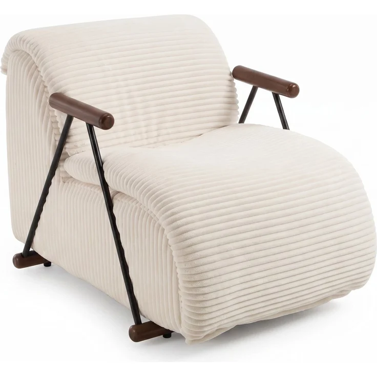 LVHOM Relaxsessel mit Lattenrost, ergonomischer Fernsehsessel, gepolsterter Loungesessel mit Armlehnen, XXL Lesesessel für Wohn- und Schlafzimmer, Cord Beige – Bild 2