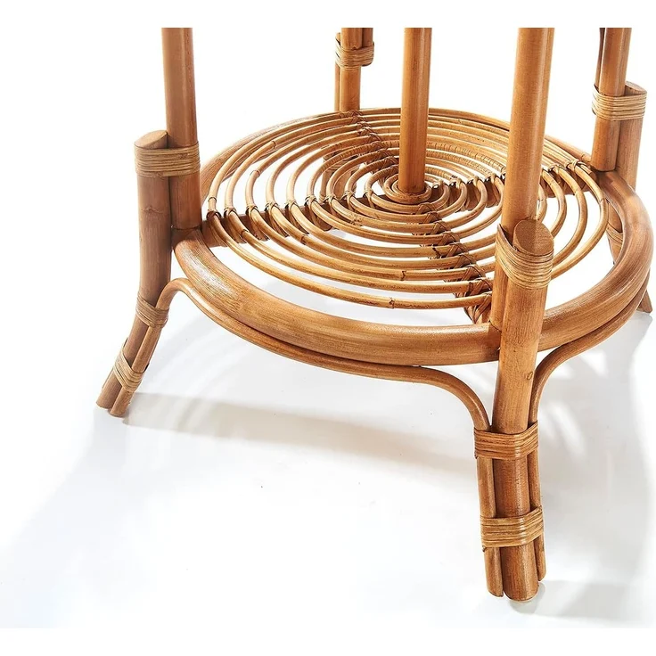 Kobolo Regal Blumenregal Pflanzenständer aus Rattan - natur - für 4 Töpfe – Bild 3