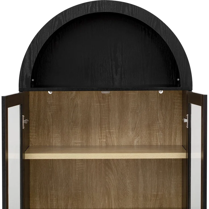 Highboard 76,2 x 40,1 x 180 cm in Schwarz mit Glastüren, Schubladen und verstellbaren Regalböden – Bild 5