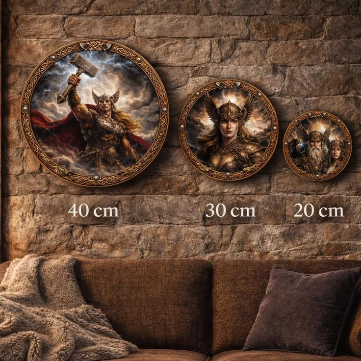 DARO Design Wandbild Wikinger Wandbilder Rund Wand Deko Bilder Mythologie, (Yggdrasil - Bild klein Wohnzimmer Flur Arbeitszimmer Schlafzimmer Diele Einteilig Rund Fotodruck Nordische Mythologie), 20x20 cm – Bild 3
