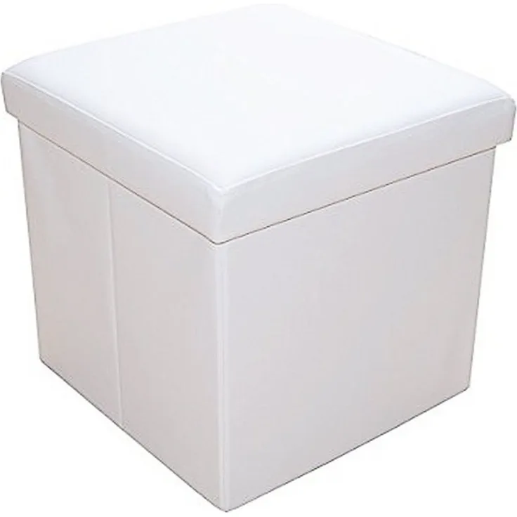 style home Sitzhocker faltbare Sitzbank mit Stauraum, 38*38*38cm (Aufbewahrungsbox mit Deckel, gepolstert Sitzwürfel Fußhocker, Sitztruhe aus Kunstleder), für Wohnzimmer Schlafzimmer Kinderzimmer, Weiß