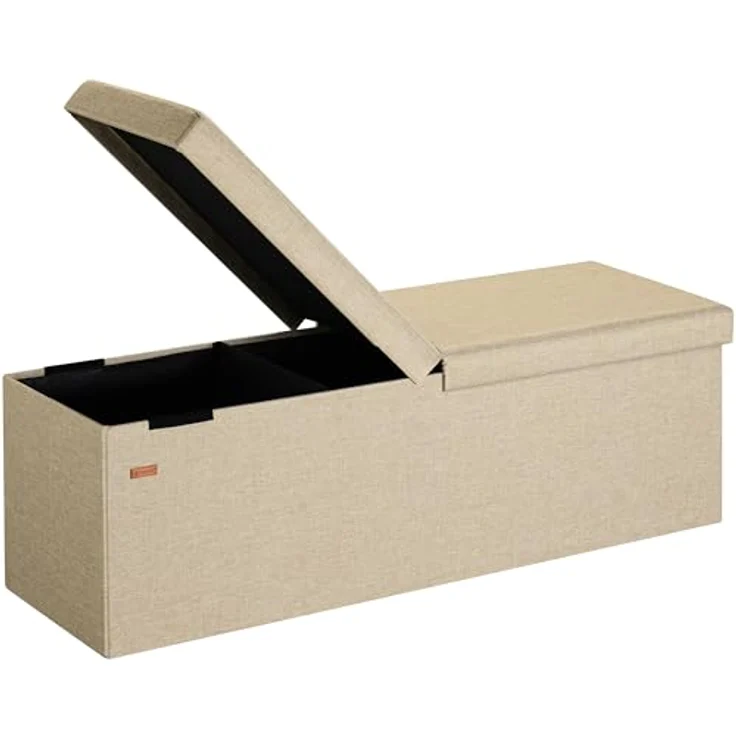 CASARIA® Faltbare Sitztruhe mit Stauraum Leinenoptik Beige XL – Bild 2
