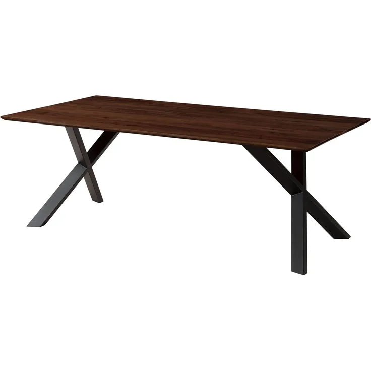 Esstisch Akazie 160 x 90 x 75 braun lackiert / ausgestellte X-Beine anthrazit matt SWISS EDGE