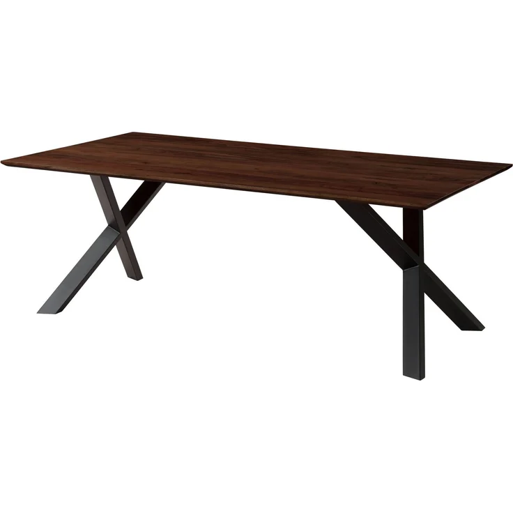 Esstisch Akazie 160 x 90 x 75 braun lackiert / ausgestellte X-Beine anthrazit matt SWISS EDGE – Bild 1