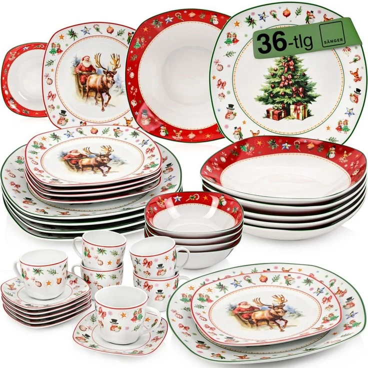 SÄNGER Geschirr-Set Bilgola (36-tlg), 6 Personen, Porzellan, Christmas, Kombiservice, Erweiterbar, PREMIUM COLLECTION – Bild 1