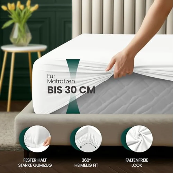 Utopia Bedding - Spannbettlaken 120x200cm Bis 30 cm - Weiß - Oeko-Tex Zertifiziertes - Gebürstete Mikrofaser Spannbetttuch – Bild 4