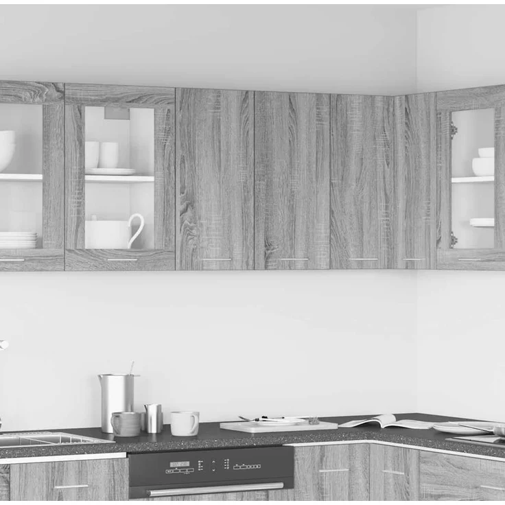 vidaXL Hängeschrank, Wandschrank für Küche, Küchenschrank mit viel Stauraum, Schwebeschrank Geschirrschrank Schrank, Grau Sonoma Holzwerkstoff – Bild 2