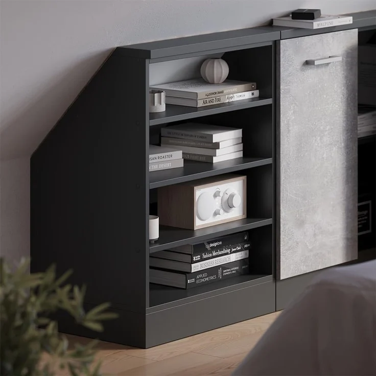 Küchenschrank für Dachschrägen R-Line Anthrazit/Anthrazit 40 cm mit 4 Fächern ohne Arbeitsplatte Vicco – Bild 5