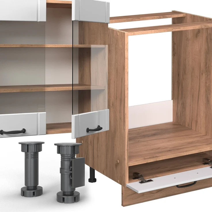 Eckküche Fame-Line Weiß Landhaus/Goldkraft Eiche 347 x 257 cm ohne Arbeitsplatte Vicco – Bild 3