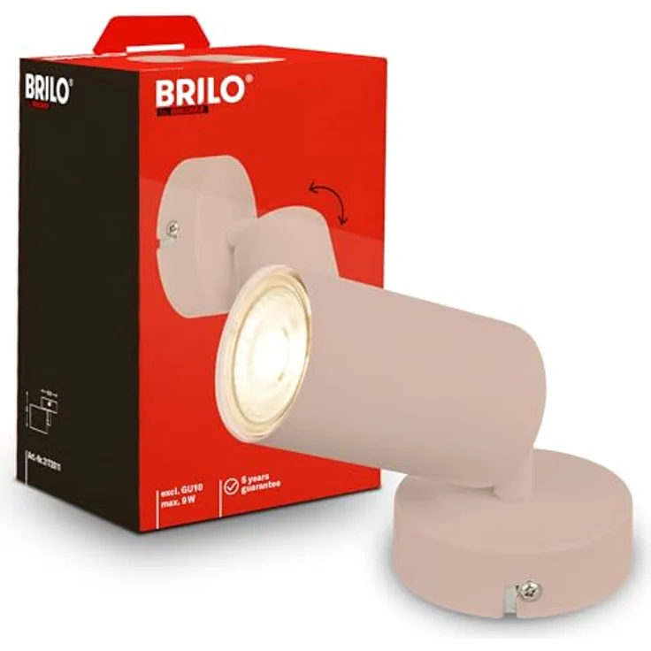 BRILONER - Wandleuchte innen schwenkbar, GU10 Fassung, max. 9 W, Leselampe, Wohnzimmerlampe, Lampe, Wandlampe, Küchenlampe, Flurlampe, Schlafzimmer, Wandbeleuchtung, 8x15,5 cm, Beige – Bild 1