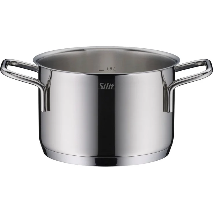 Silit Topf-Set Extra Cook Induktion, Kochgeschirr-Set mit Glasdeckel, Innenskalierung, Edelstahl 18/10 (Set, 7-tlg, 3x Kochtöpfe 16/20/24 cm mit Deckel, 1x Stielkasserolle 16 cm), SiliTherm Universalboden, breiter Schüttrand, spülmaschinengeeignet – Bild 4
