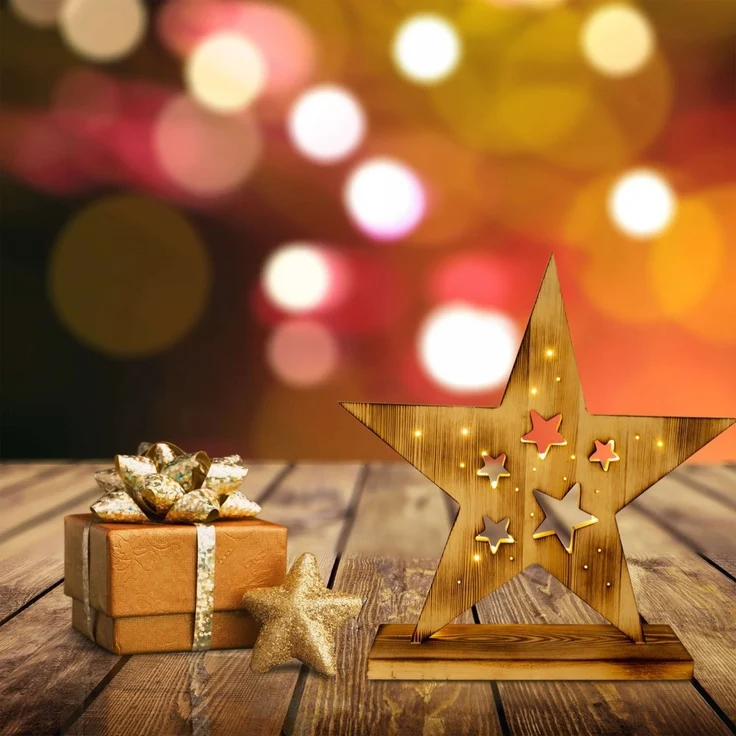 Weihnachtsstern Beleuchtet Holz Stern LED Weihnachtsbeleuchtung Außen 5270327 – Bild 2