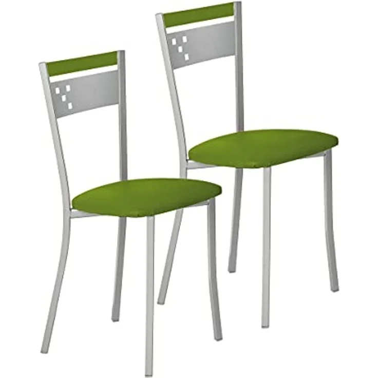 ASTIMESA Zwei Küchenstühle aus Metall, Rückenlehne und Sitzfläche, Grün – Bild 1