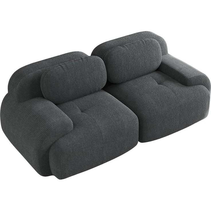 Loveseat-Sofa, aus Cordsamt modular kombinierbar mit geschwungenen Armlehnen und rutschfester Unterseite hochelastische Polsterung für Wohnzimmer Schlafzimmer und Heimkino, Cordsamt, Grey – Bild 6