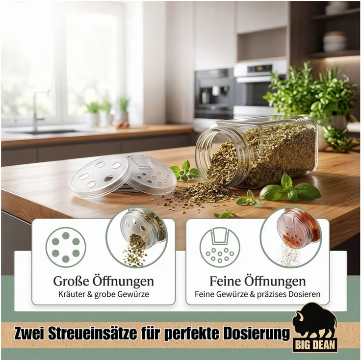 BigDean Gewürzbehälter Gewürzgläser Set eckig luftdichte Gewürzdosen, Glas, (Set, 24-tlg, Gewürzgläser), Kräuterglas, Gewürzglas, Lebensmittelecht, BPA-Frei, Aromaneutral – Bild 3