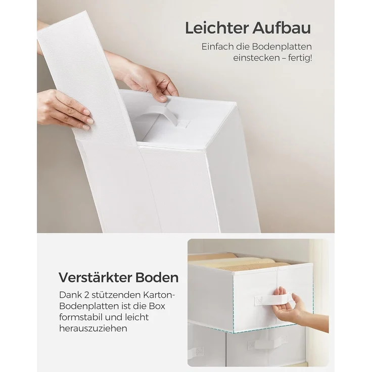 SONGMICS Kleiderschrank-Organizer 4er Set, Aufbewahrungsbox 6 Fächer, Schubladen-Ordnungssystem, Ordnungsboxen faltbar, 42 x 30 x 17 cm, für Hosen, Kleidung, wolkenweiß RUSDE009W04 – Bild 4