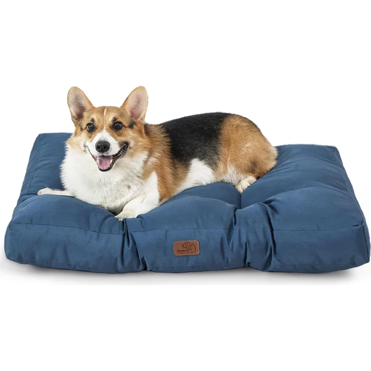 BEDSURE Hundekissen kleine Hunde waschbar - 76x50 cm Hundebett M für kleine, mittelgroße Hunde gepolstert Hundematte Dunkles blau in 10cm Höhe