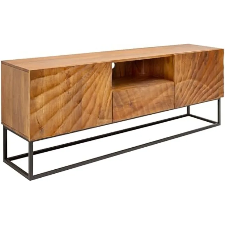 riess-ambiente Lowboard SCORPION 160cm natur, Massivholz · TV-Board · 3D Schnitzereien · Handarbeit · Wohnzimmer