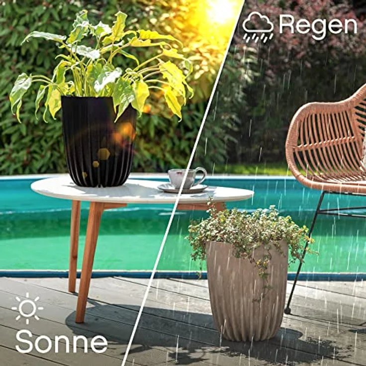 KONZEPT Blumentopf Hoher Blumentopf, Pflanzkübel Groß für Außen, Balkon, Übertopf mit Drainagesystem – Bild 6